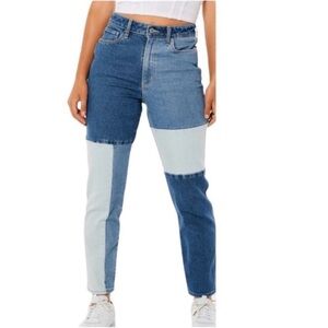 Hollister Ultra High Rise Sz 25 Colorblock Patchwork Mom Jeans Casual Festival